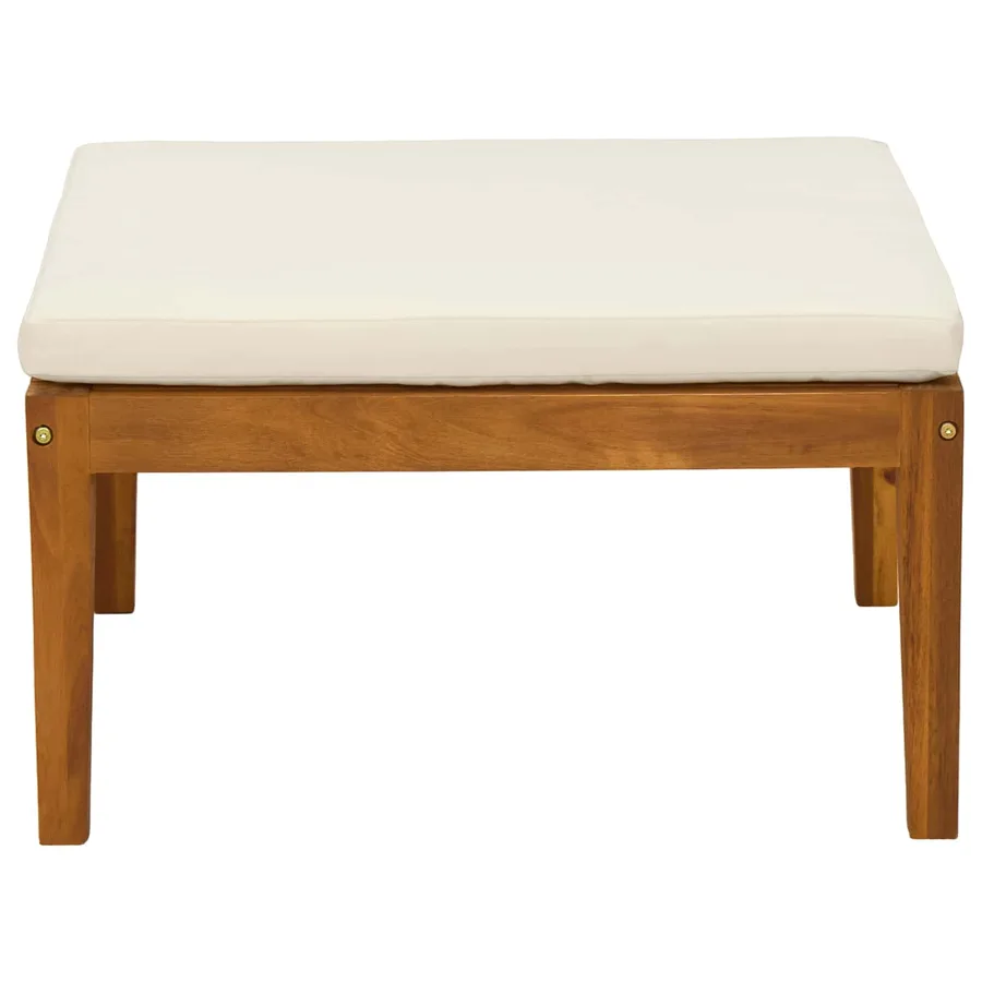 Repose-pieds de jardin avec coussin Bois d'Acacia Massif - 4