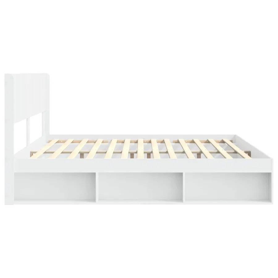 Cadre de lit avec rangement et tête de lit Blanc 200 x 200 cm - 6