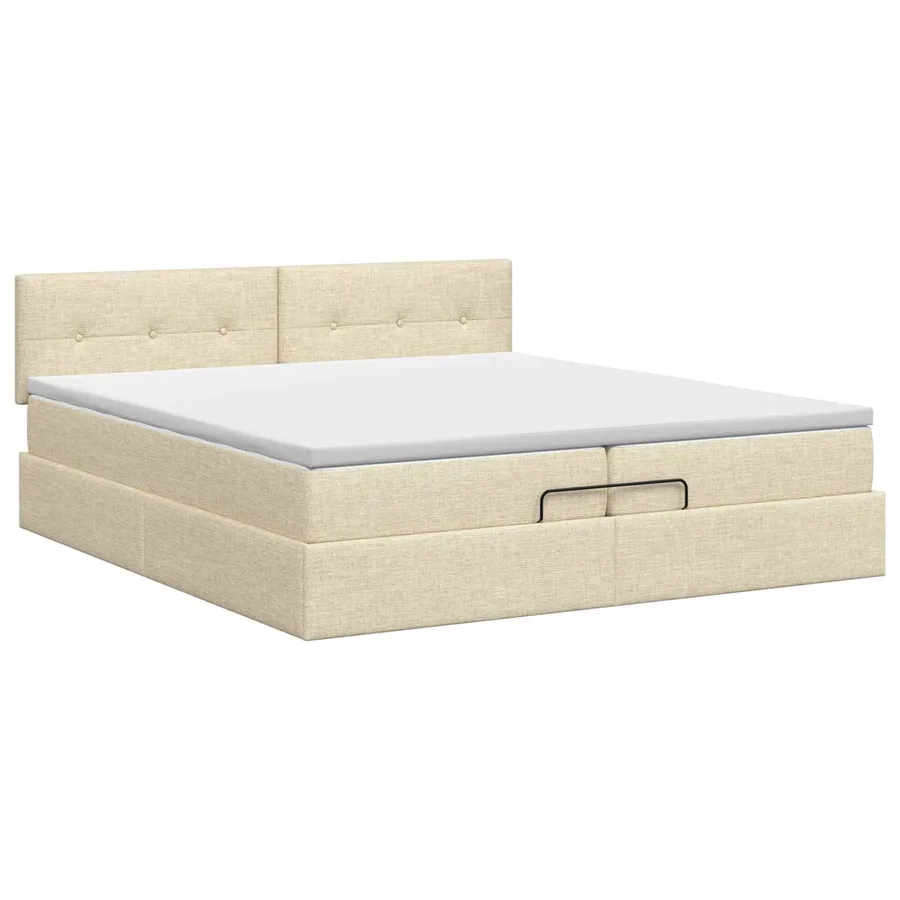 Lit ottoman avec matelas Crème 200 x 200 cm Tissu - 7