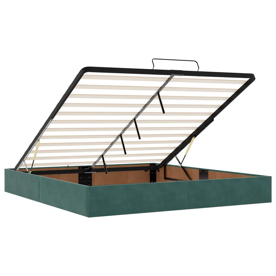 Lit ottoman avec matelas Vert foncé 200 x 200 cm Velours - 4