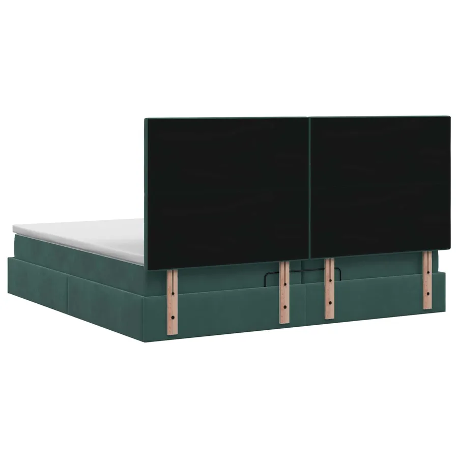 Lit ottoman avec matelas Vert foncé 200 x 200 cm Velours - 9