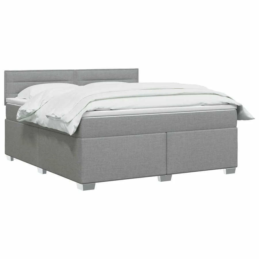 Lit boxspring avec matelas Gris clair 140 x 190 cm Tissu - 2