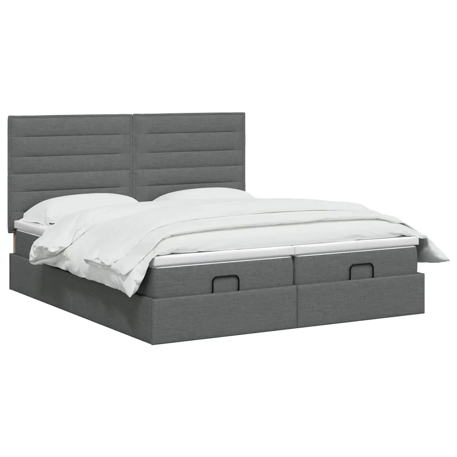 Lit ottoman avec matelas 2 pcs Gris foncé Tissu - 2