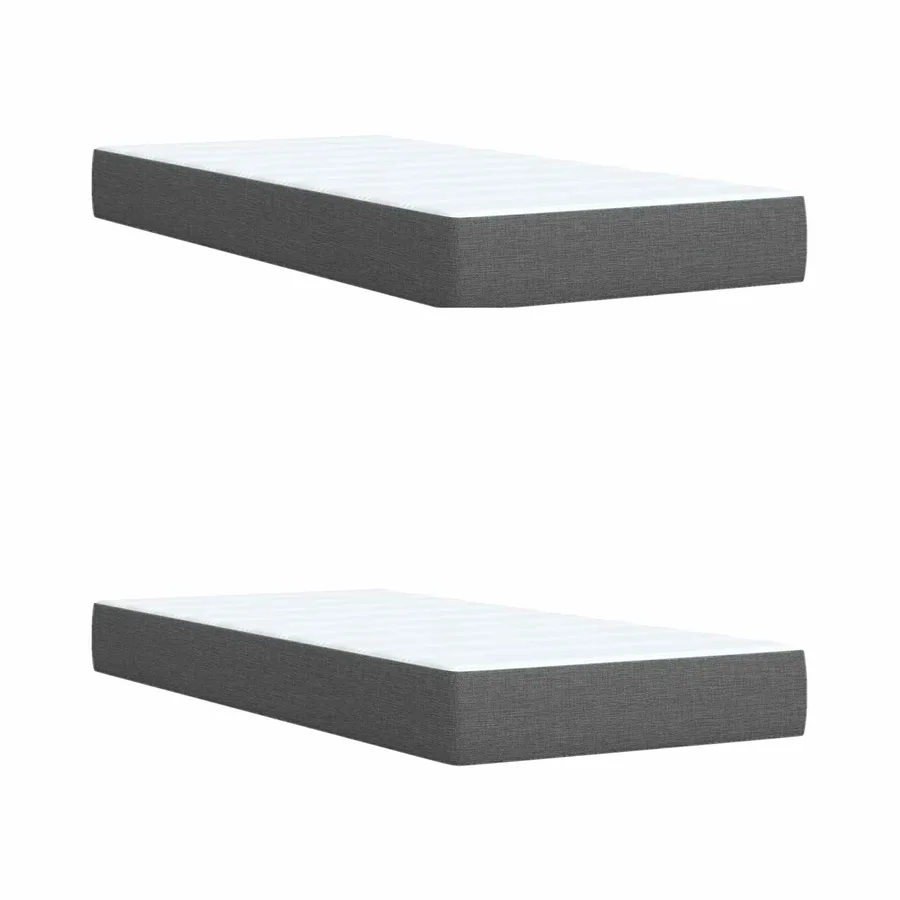 Lit ottoman avec matelas 2 pcs Gris foncé Tissu - 6