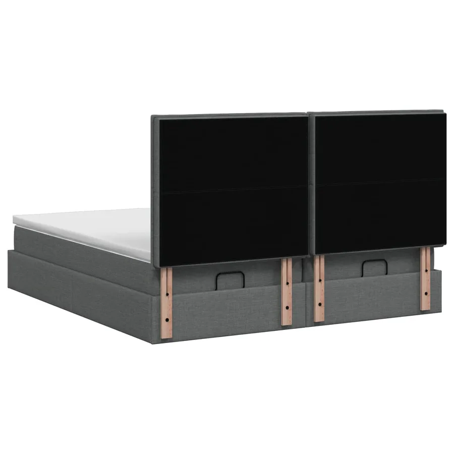 Lit ottoman avec matelas 2 pcs Gris foncé Tissu - 8