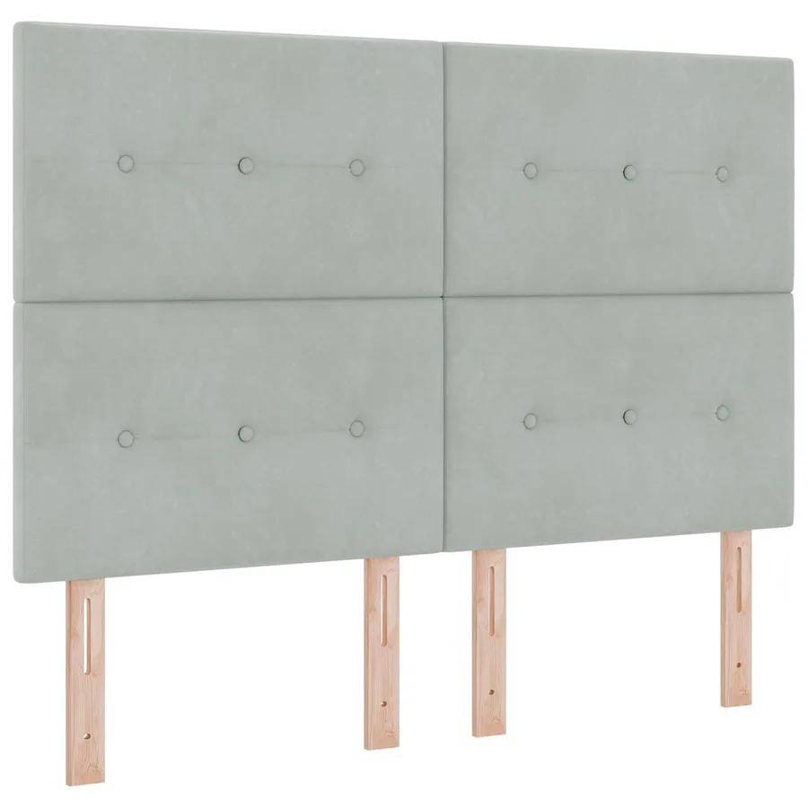 Lit boxspring LED avec matelas Gris clair 160 x 200 cm Velours - 3