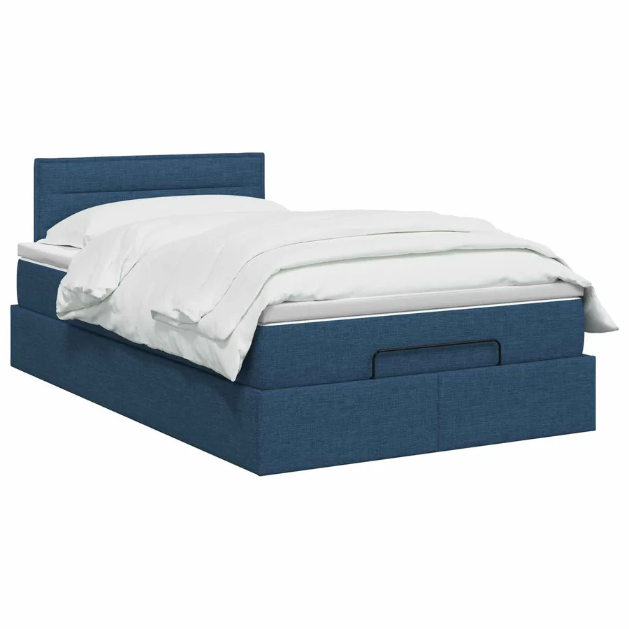 Lit ottoman avec matelas Bleu 120 x 200 cm Tissu - 2