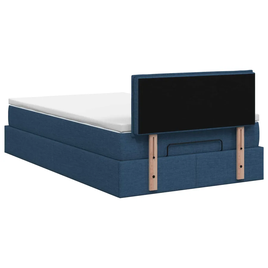 Lit ottoman avec matelas Bleu 120 x 200 cm Tissu - 8