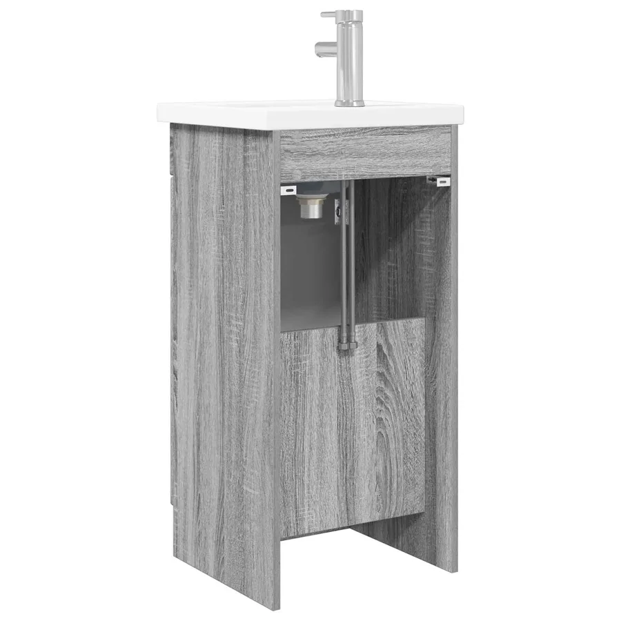 Meuble de salle de bain avec évier Sonoma gris - 6