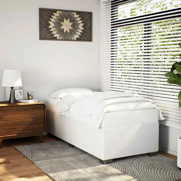 Cadre de lit sans matelas blanc simple XL similicuir