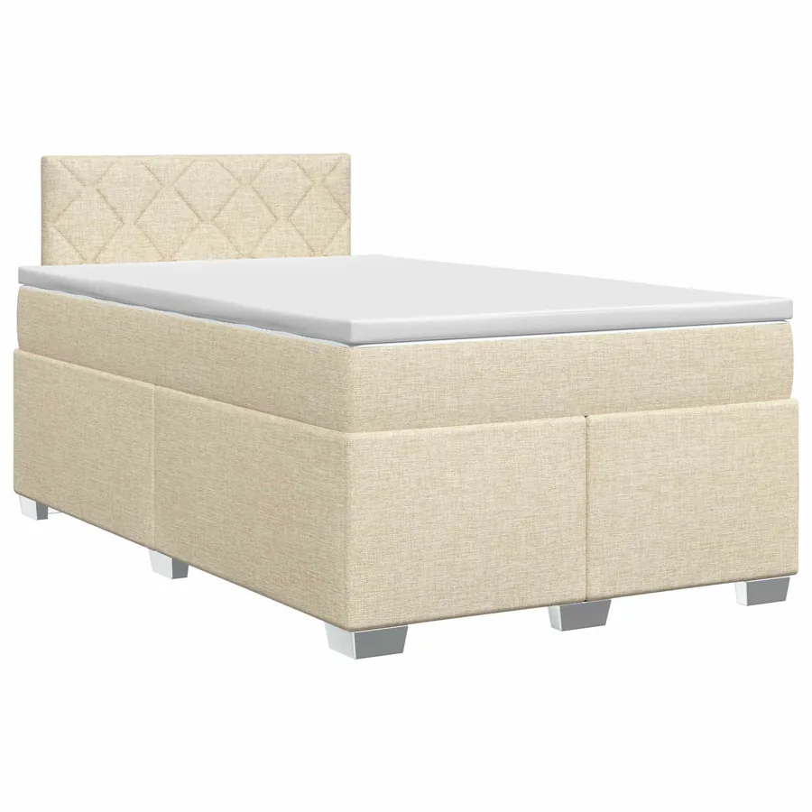 Lit boxspring avec matelas Crème 120 x 200 cm Tissu