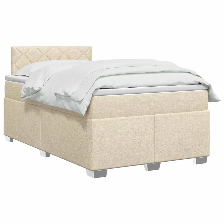Lit boxspring avec matelas Crème 120 x 200 cm Tissu - 2