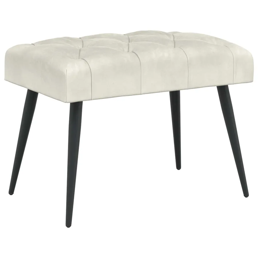 Banc avec capitonnage bouton Crème 60 x 40 x 45 cm Velours - 2