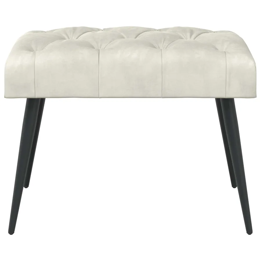 Banc avec capitonnage bouton Crème 60 x 40 x 45 cm Velours - 5