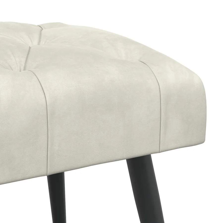 Banc avec capitonnage bouton Crème 60 x 40 x 45 cm Velours - 6