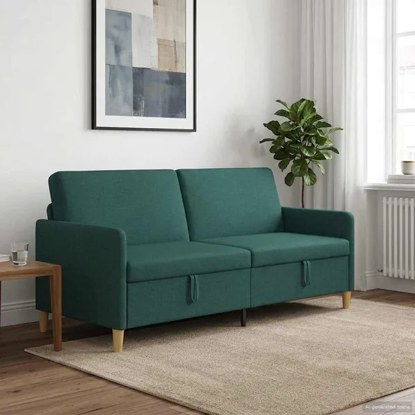 Sofa avec rangement Vert foncé 192 x 78 x 87 cm Polyester