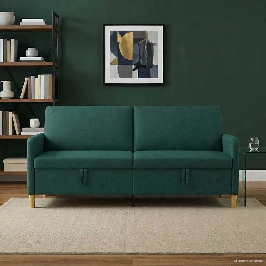 Sofa avec rangement Vert foncé 192 x 78 x 87 cm Polyester - 3