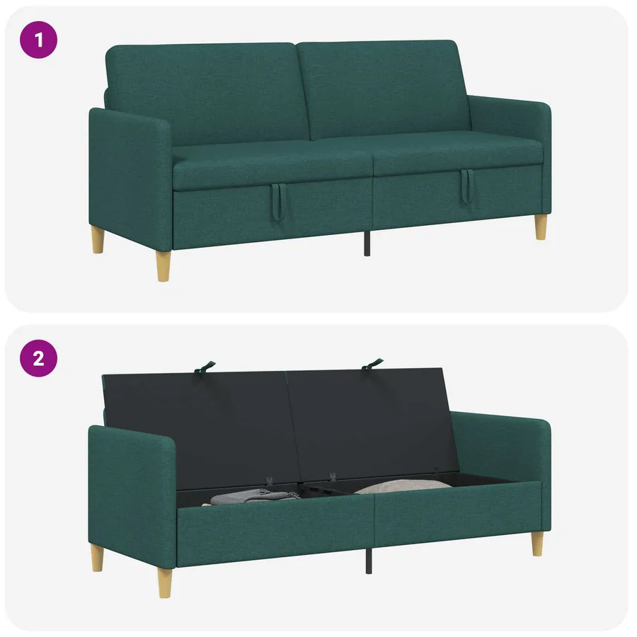 Sofa avec rangement Vert foncé 192 x 78 x 87 cm Polyester - 6