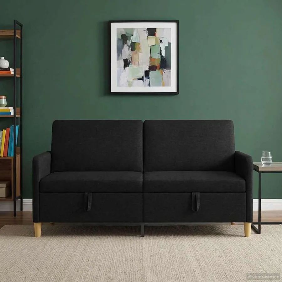 Sofa avec rangement Noir 172 x 78 x 87 cm Polyester - 3