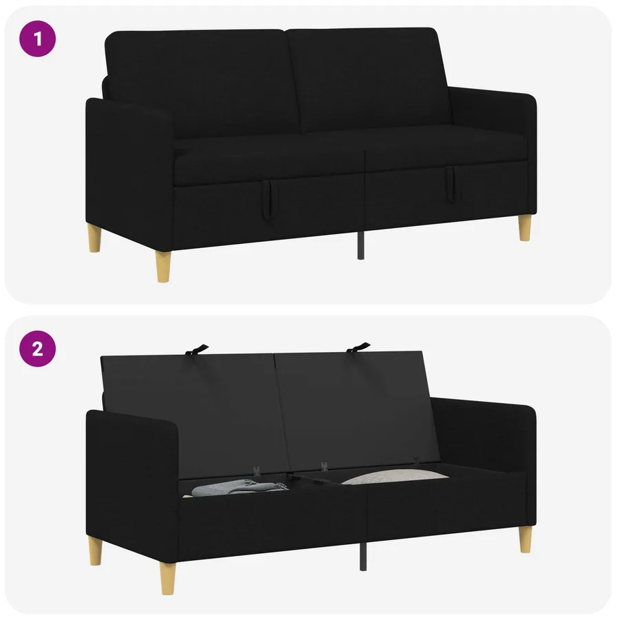 Sofa avec rangement Noir 172 x 78 x 87 cm Polyester - 7