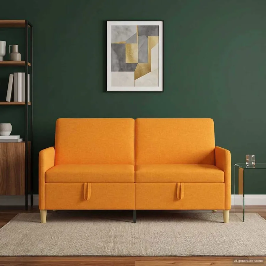 Sofa avec rangement Jaune foncé 172 x 78 x 87 cm Polyester