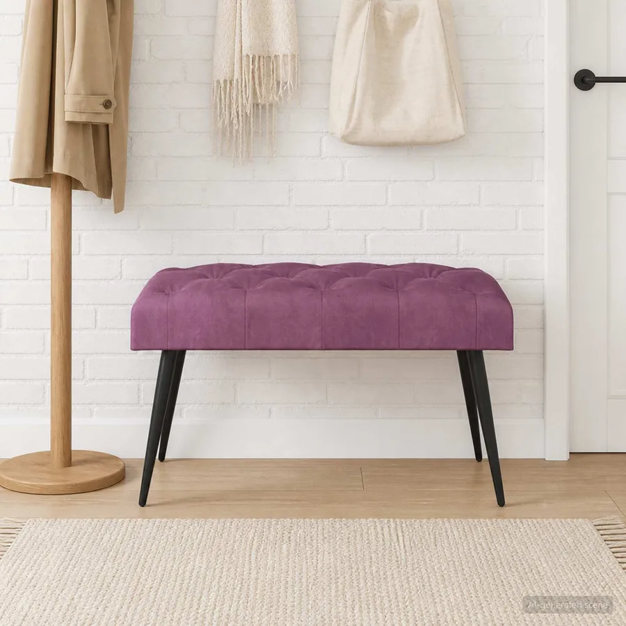 Banc avec capitonnage bouton Pourpre 80 x 40 x 46 cm Velours