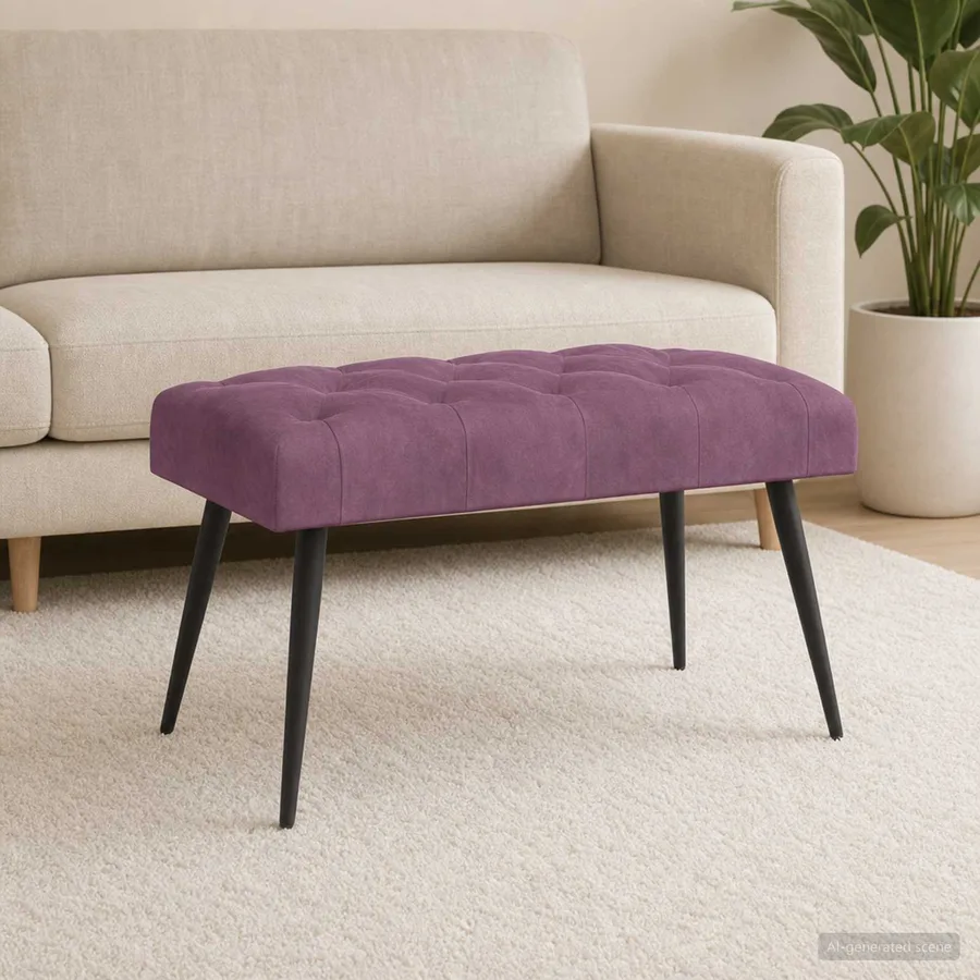 Banc avec capitonnage bouton Pourpre 80 x 40 x 46 cm Velours - 4