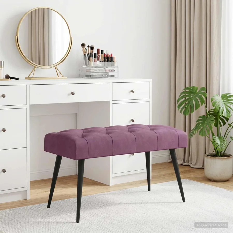 Banc avec capitonnage bouton Pourpre 80 x 40 x 46 cm Velours - 5