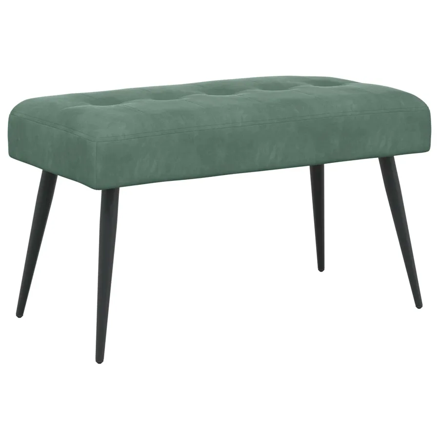 Banc avec capitonnage bouton Vert Mer 80 x 40 x 46 cm Velours - 2