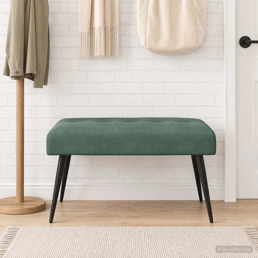 Banc avec capitonnage bouton Vert Mer 80 x 40 x 46 cm Velours - 4