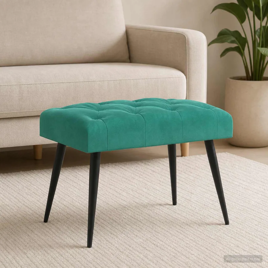 Banc avec capitonnage bouton Turquoise 60 x 40 x 45 cm Velours