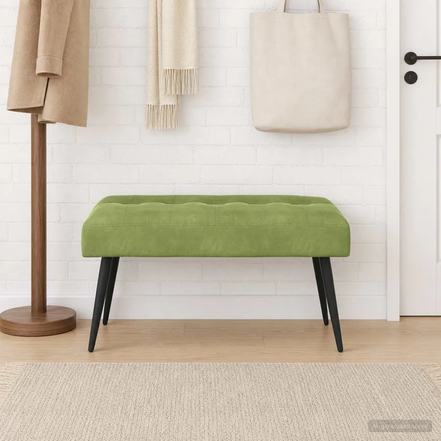 Banc avec capitonnage bouton Vert clair 80 x 40 x 46 cm Velours