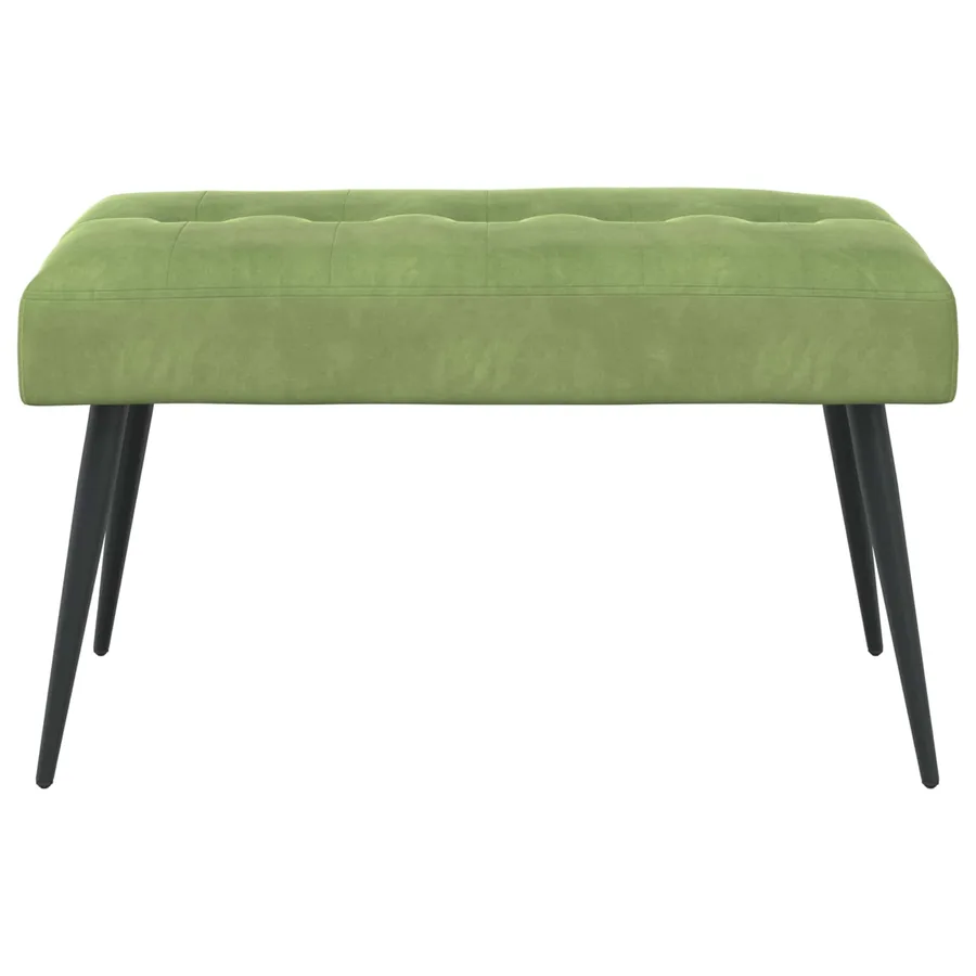 Banc avec capitonnage bouton Vert clair 80 x 40 x 46 cm Velours - 5