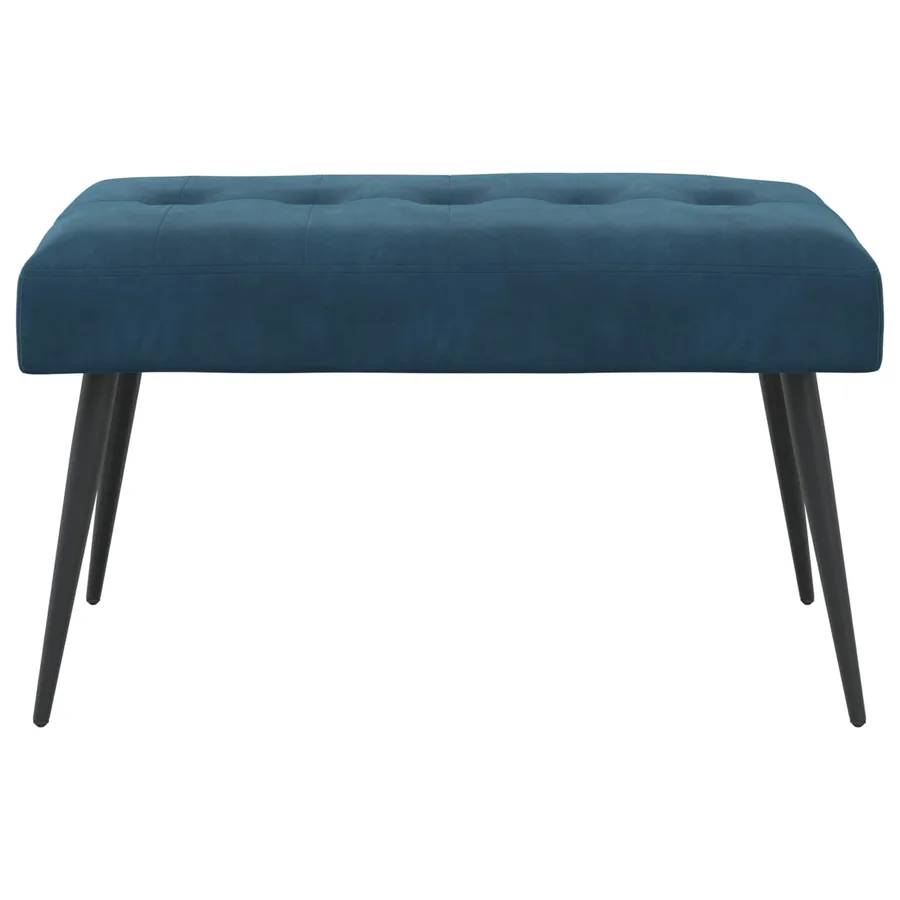 Banc avec capitonnage bouton Bleu 80 x 40 x 46 cm Velours - 5