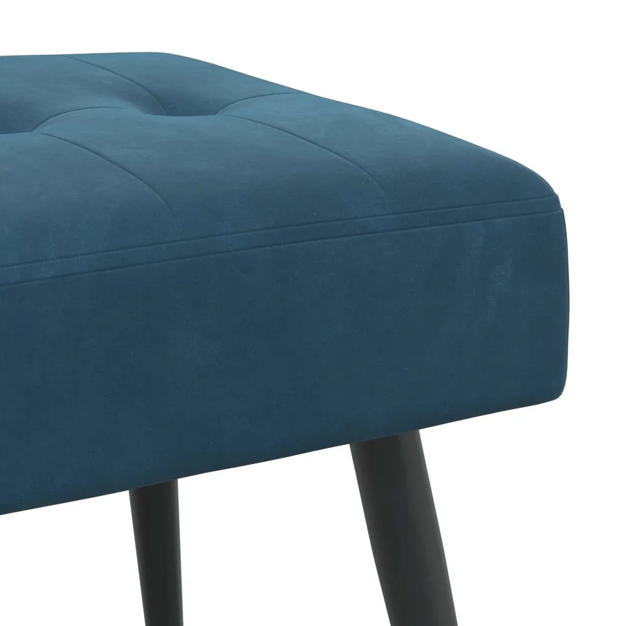 Banc avec capitonnage bouton Bleu 80 x 40 x 46 cm Velours - 6