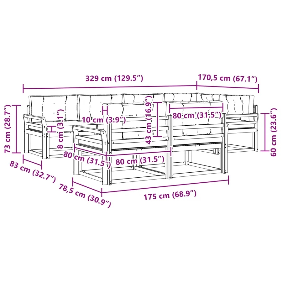 Ensemble de canapés d'extérieur 6 pcs Blanc et Beige Polyester - 7