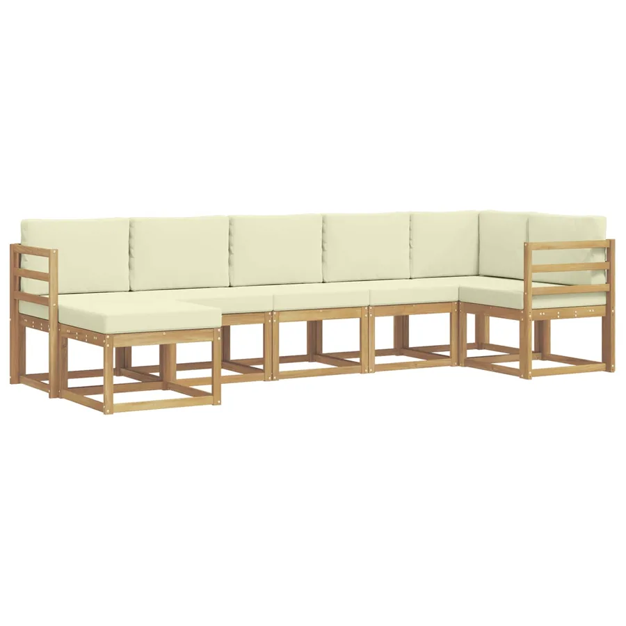 Ensemble de canapés d'extérieur 7 pcs Blanc et crème Polyester - 2