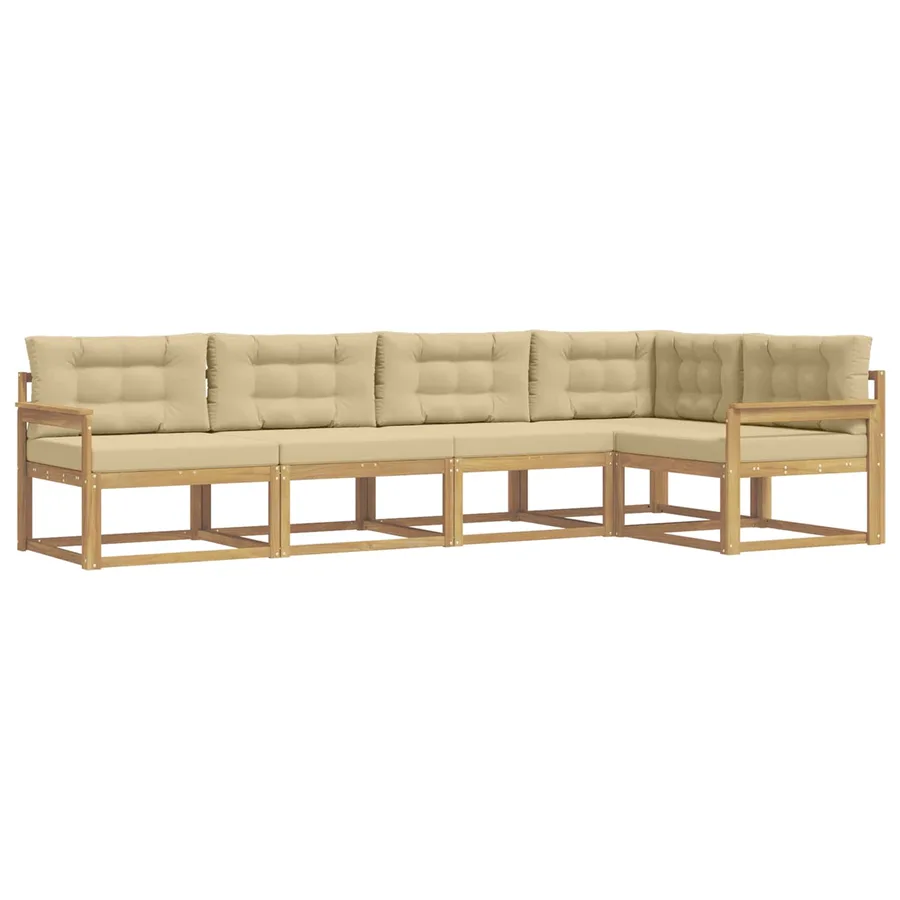 Ensemble de canapés d'extérieur 4 pcs Blanc et Beige Polyester - 2