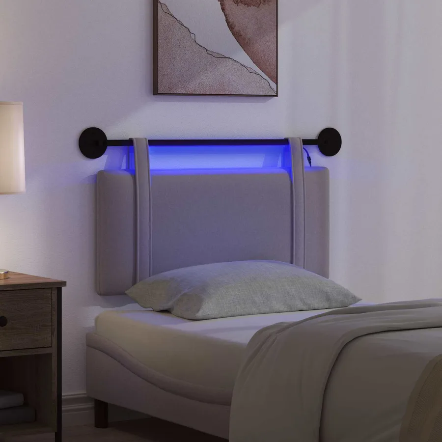 Tête de lit suspendue Avec lumière LED Taupe Tissu - 5