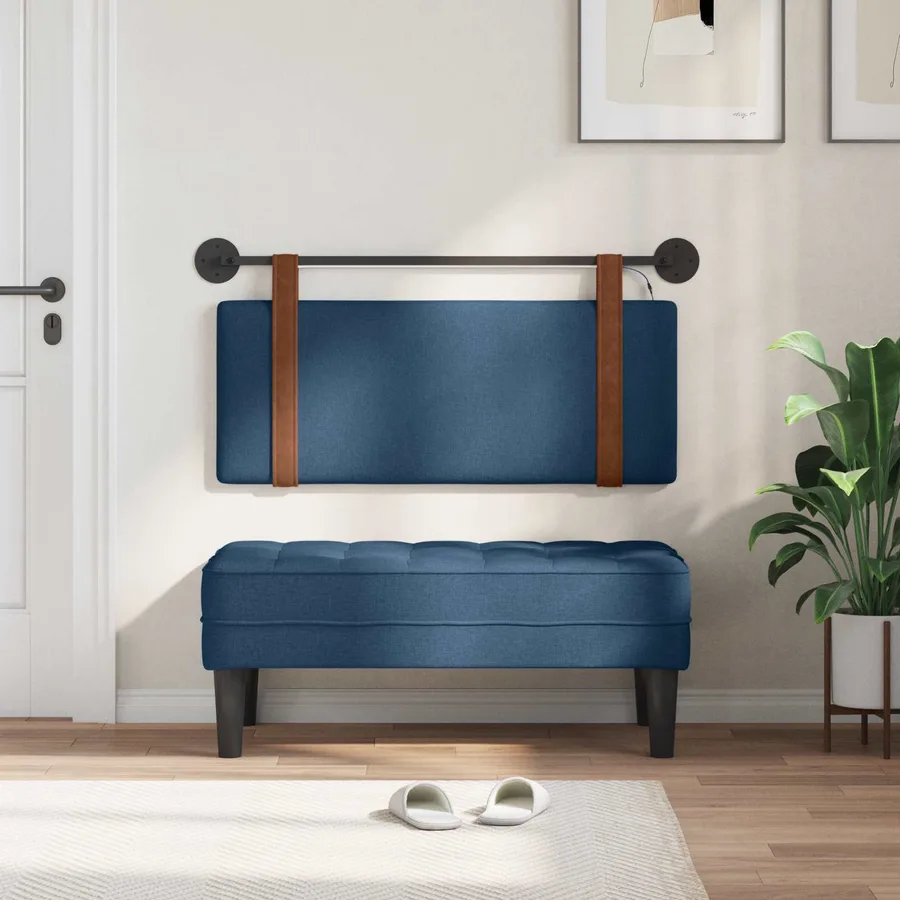 Tête de lit suspendue Avec lumière LED Bleu PU antique - 3