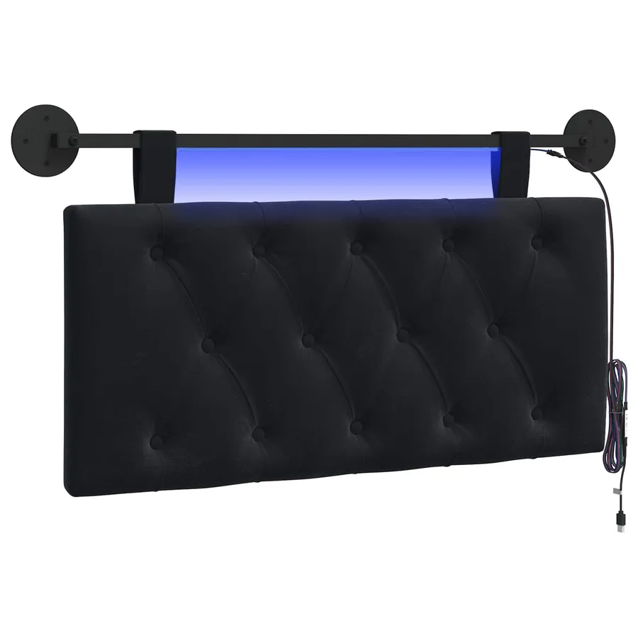 Tête de lit suspendue Avec lumière LED Noir Velours - 2