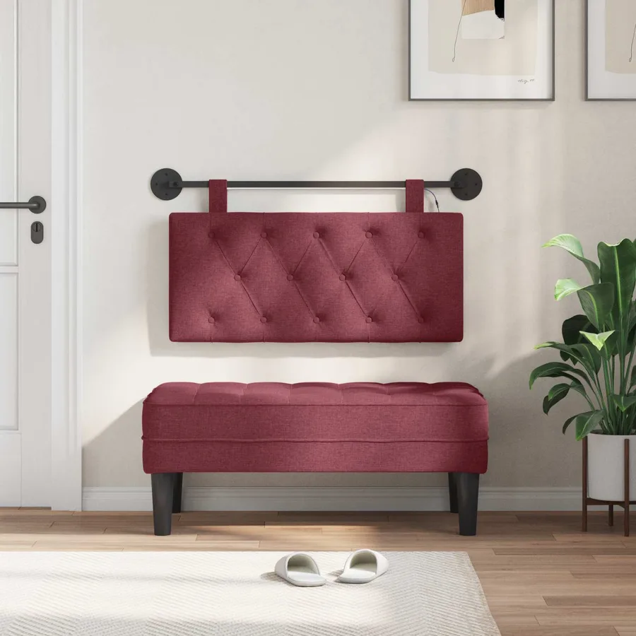 Tête de lit suspendue Avec lumière LED Bordeaux Tissu - 3