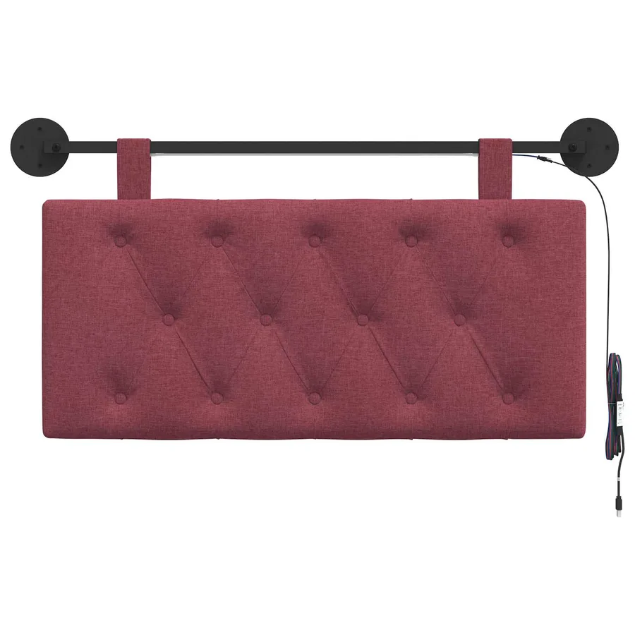 Tête de lit suspendue Avec lumière LED Bordeaux Tissu - 6
