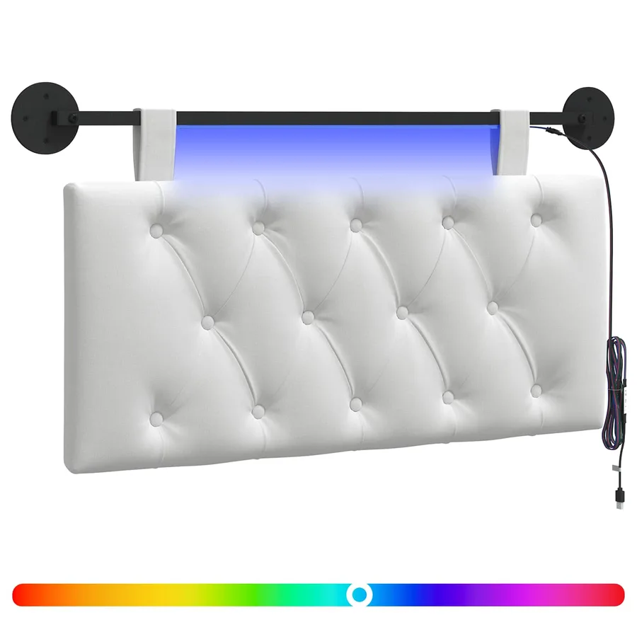 Tête de lit suspendue Avec lumière LED Blanc Tissu - 2
