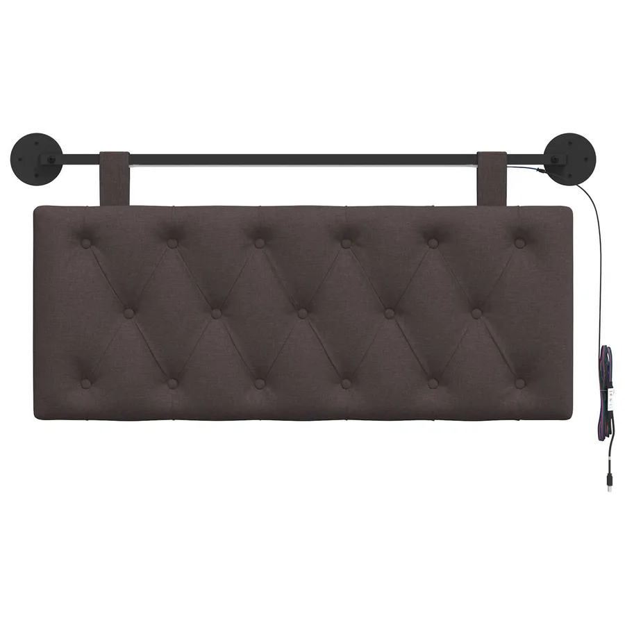 Tête de lit suspendue Avec lumière LED Marron foncé Tissu - 6