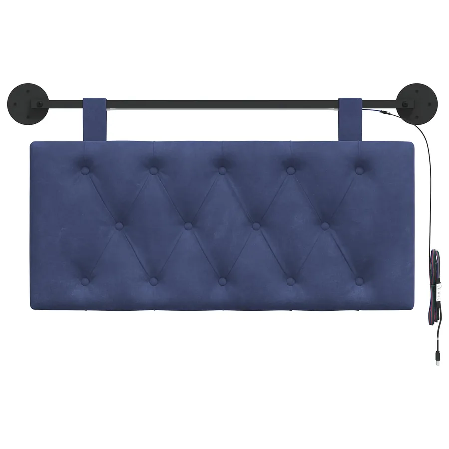Tête de lit suspendue Avec lumière LED Bleu police Velours - 6