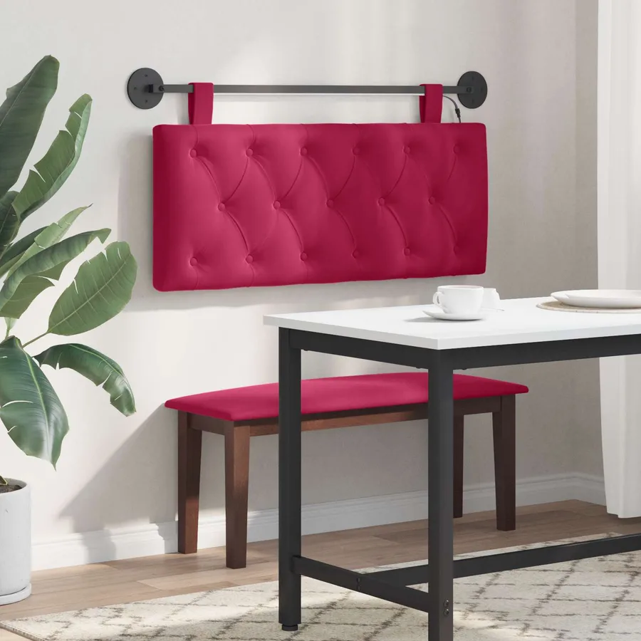Tête de lit suspendue Avec lumière LED Bordeaux Velours - 4