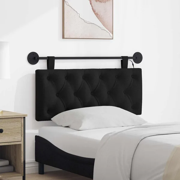 Tête de lit suspendue Avec lumière LED Noir Tissu