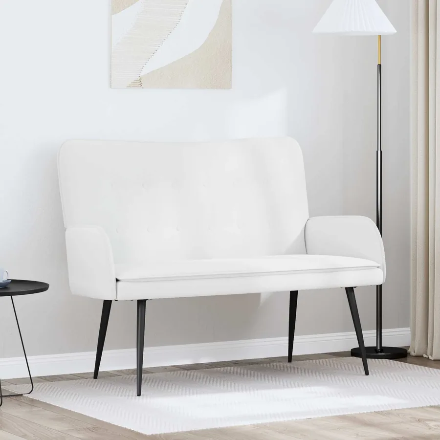 Sofa 2 places Blanc 115 x 61 x 87 cm Tissu