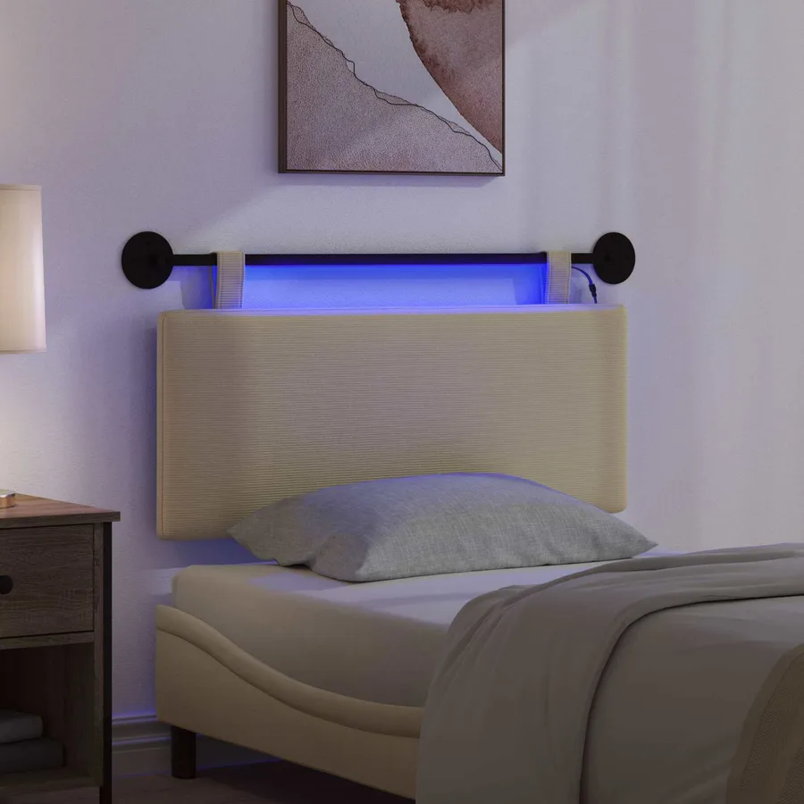 Tête de lit suspendue Gris Vert Clair Tissu en velours côtelé - 5
